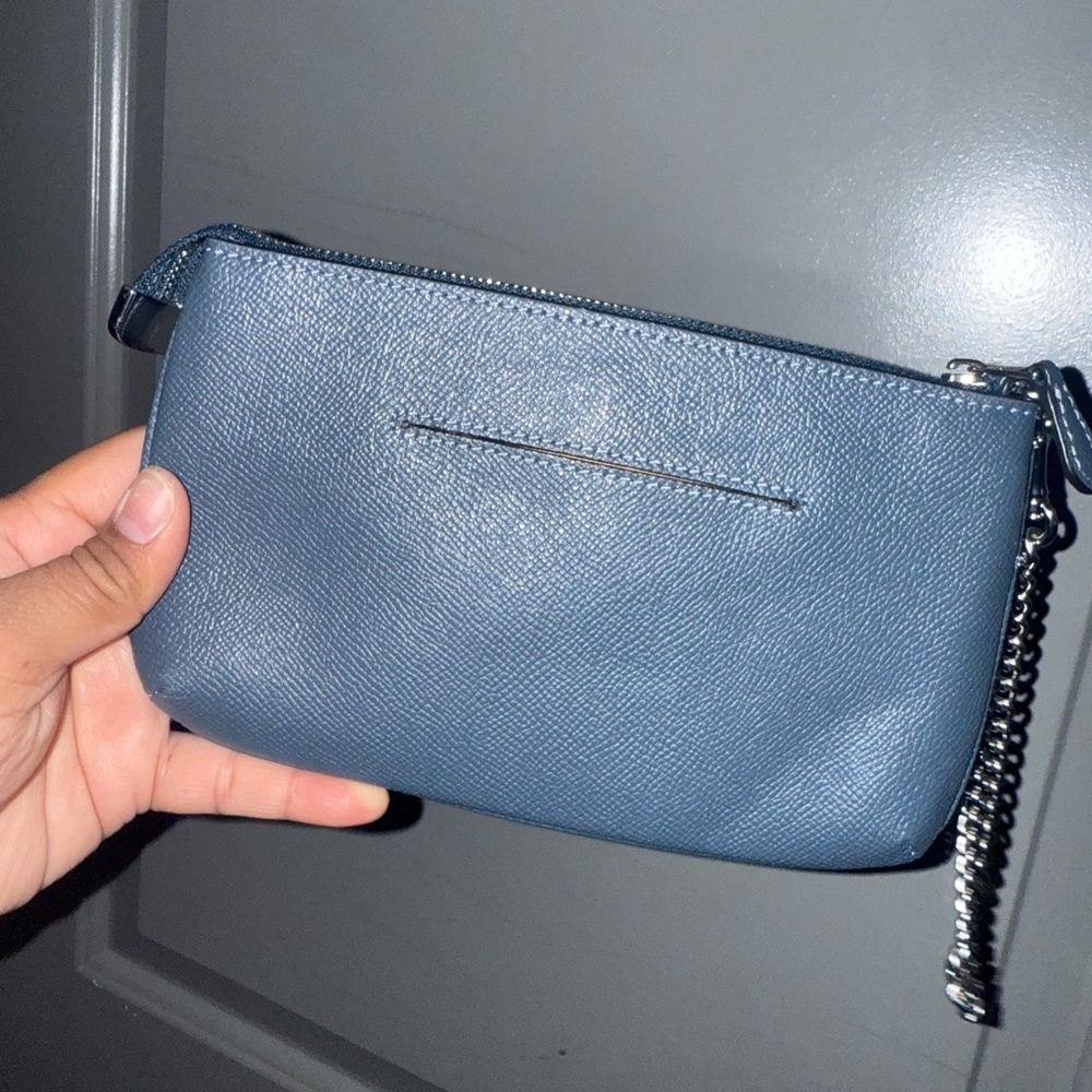 Coach Denim Blue Leather Wristlet with Chain wristlet . NWOT - Picture 5 of 5